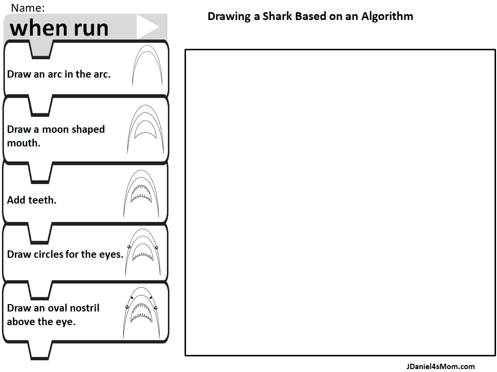 How to Draw a Shark with San Algorithm -This is the second of three worksheets in the set.