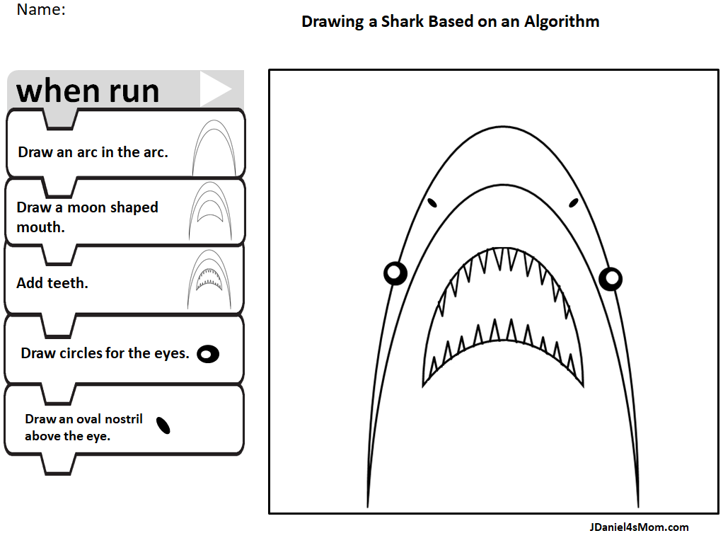 How to Draw a Shark with an Algorithm Worksheet-Some Pictures Done