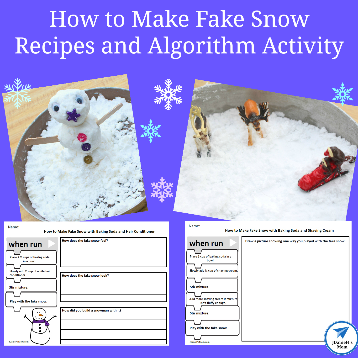 How to Make Fake Snow Recipes and Algorithm Activity with Baking Soda 