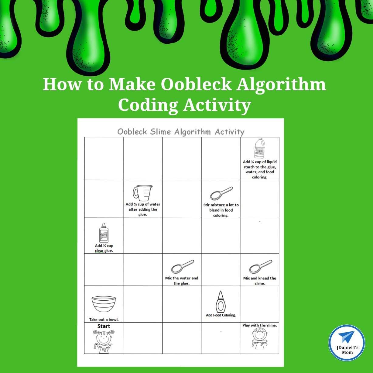 How to Make Oobleck Algorithm Coding Activity and Worksheet