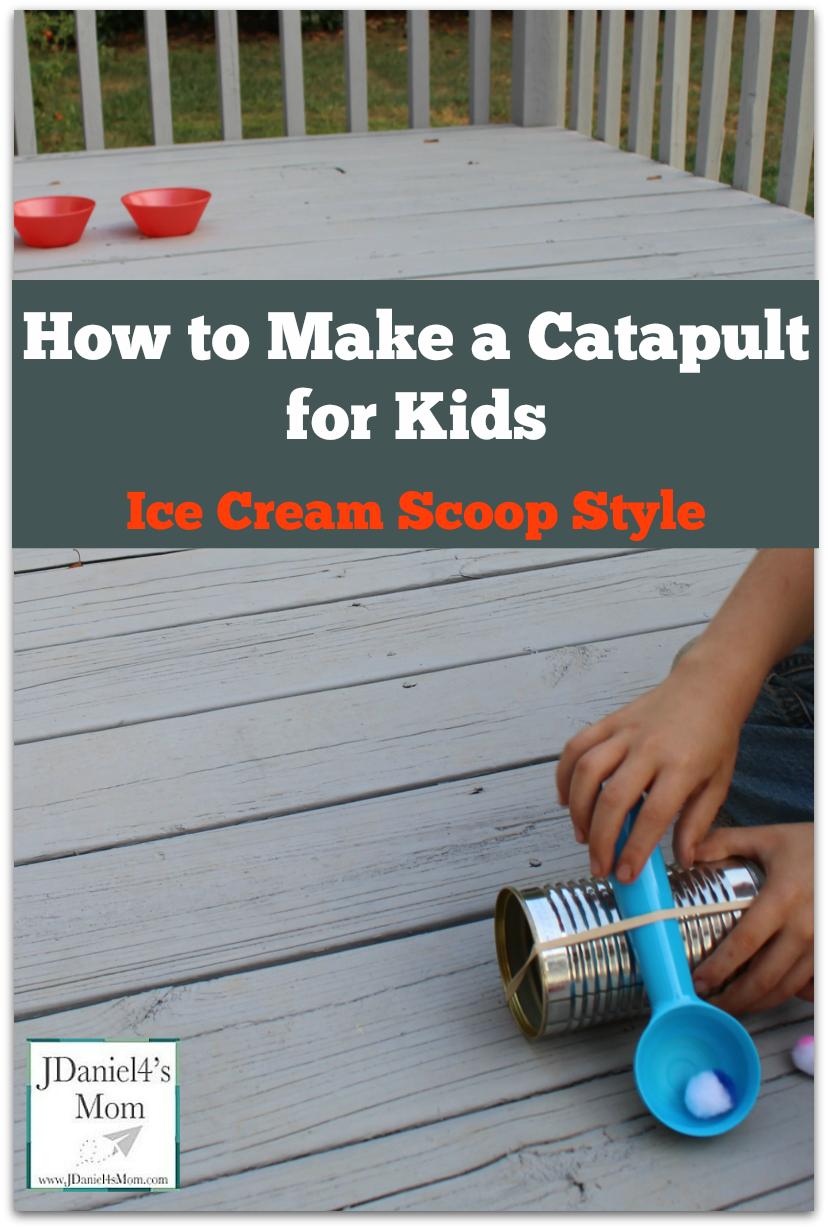 How to Make a Catapult for Kids- This is activity would be great to do after reading the book Should I Share My Ice Cream? Kids will love trying to share ice cream balls into both bowls.