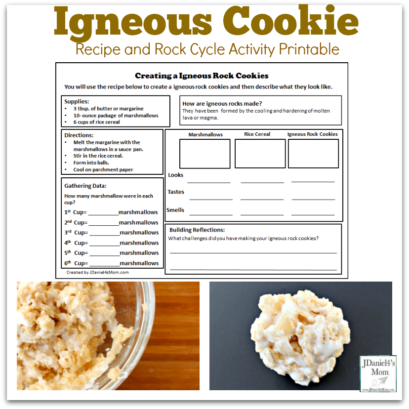 Igneous Cookie Bar Recipe and Rock Cycle Activity 