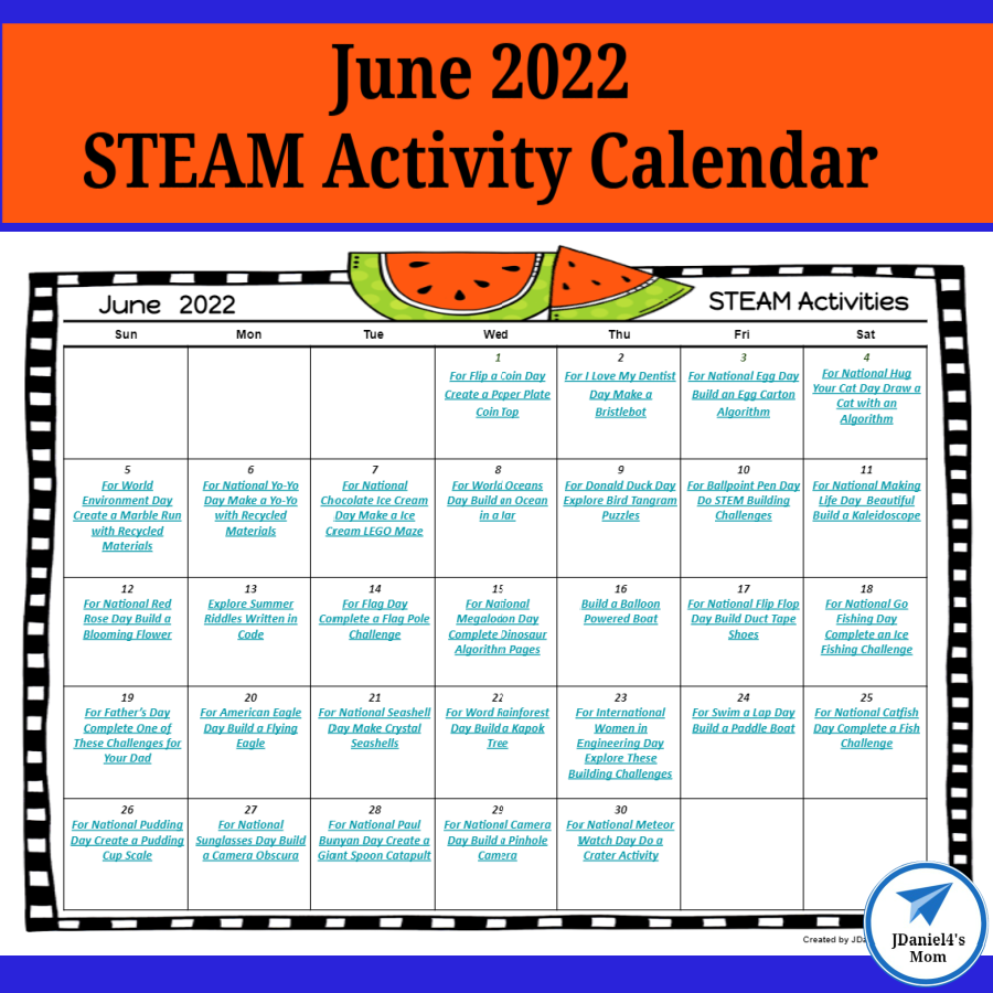 June steam activities calendar