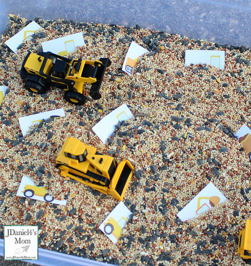 Kids Challenges- Digging Up and Sorting Construction Equipment Printables : Kids will love digging up various trucks and construction equipment.