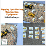 Kids Challenges- Digging Up and Sorting Construction Equipment Printables : Kids will love digging up various trucks and construction equipment.