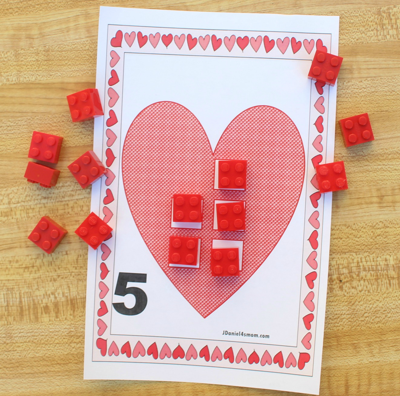 LEGO Math Valentine Counting Activity- Exploring the Number Five