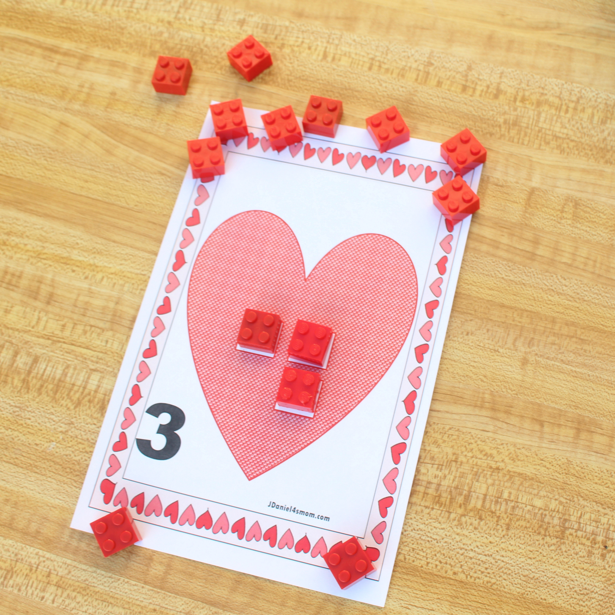 LEGO Math Valentine Counting Activity - Exploring the Number Three