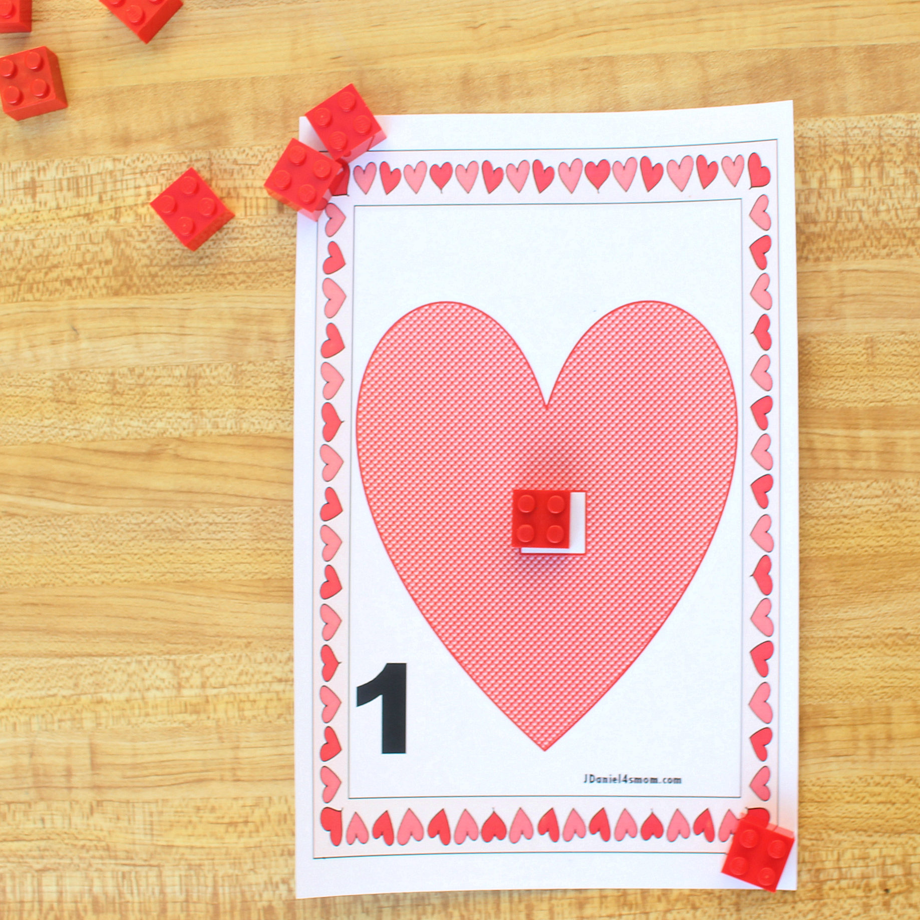 LEGO Math Valentine Counting Activity -Exploring the the Number One