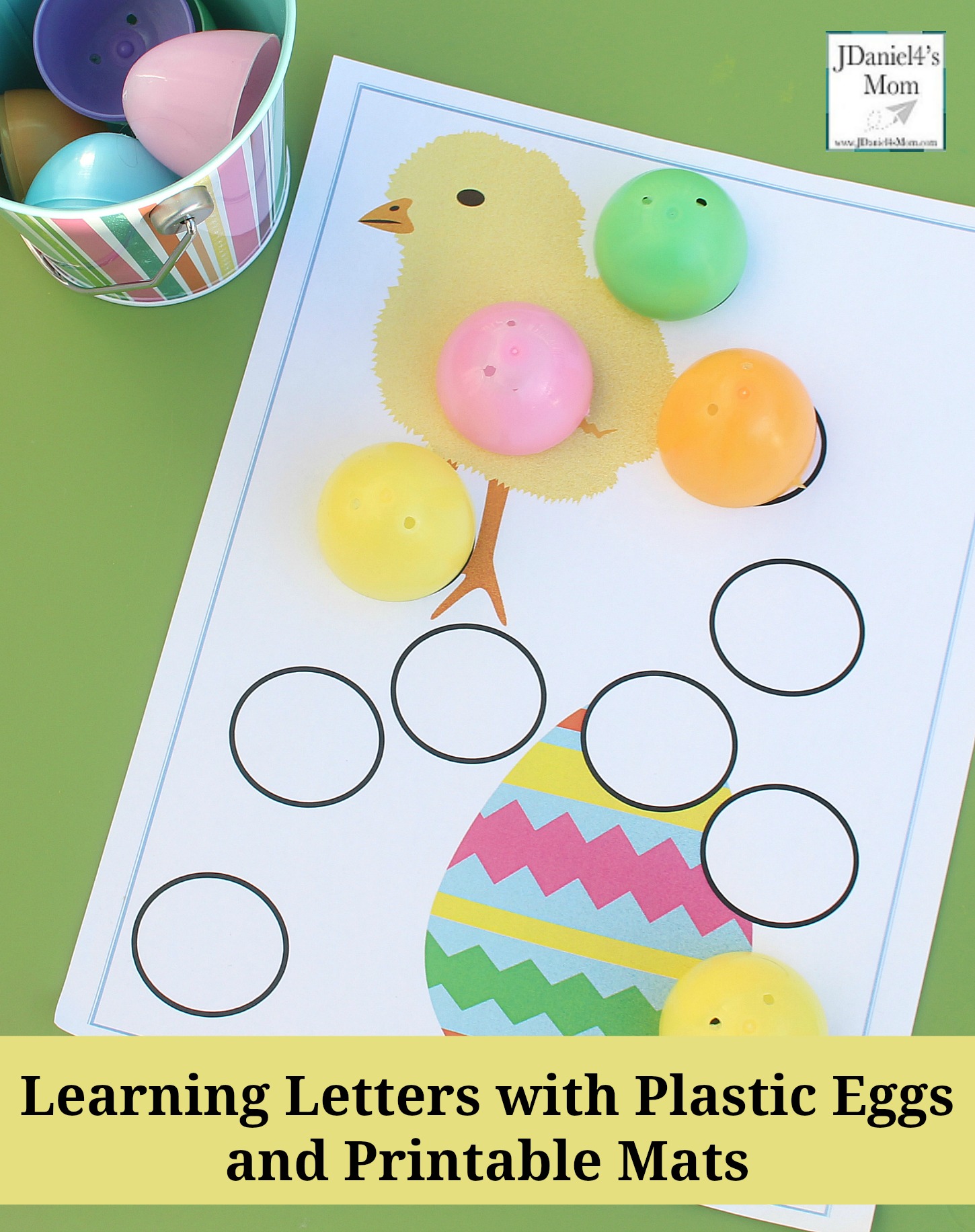 Learning Letters with Plastic Eggs and Printable Mats- Your children at home and students at school will have fun building the letters of the alphabet with the tops and bottoms of plastic Ester eggs.