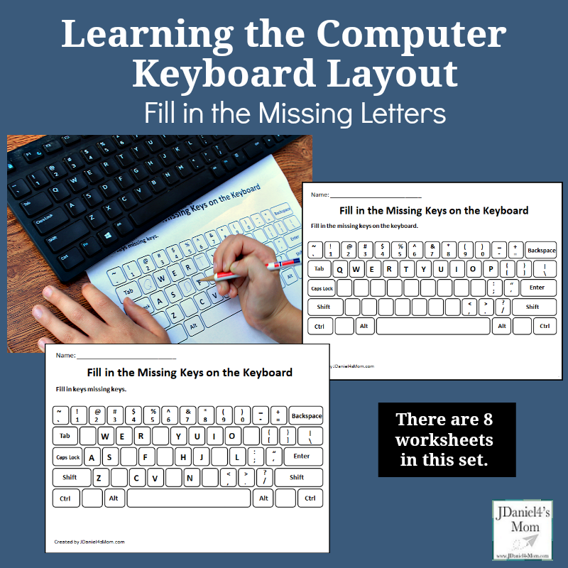 Learning the Computer Keyboard Layout - Fill in the Missing Letters Printable Set