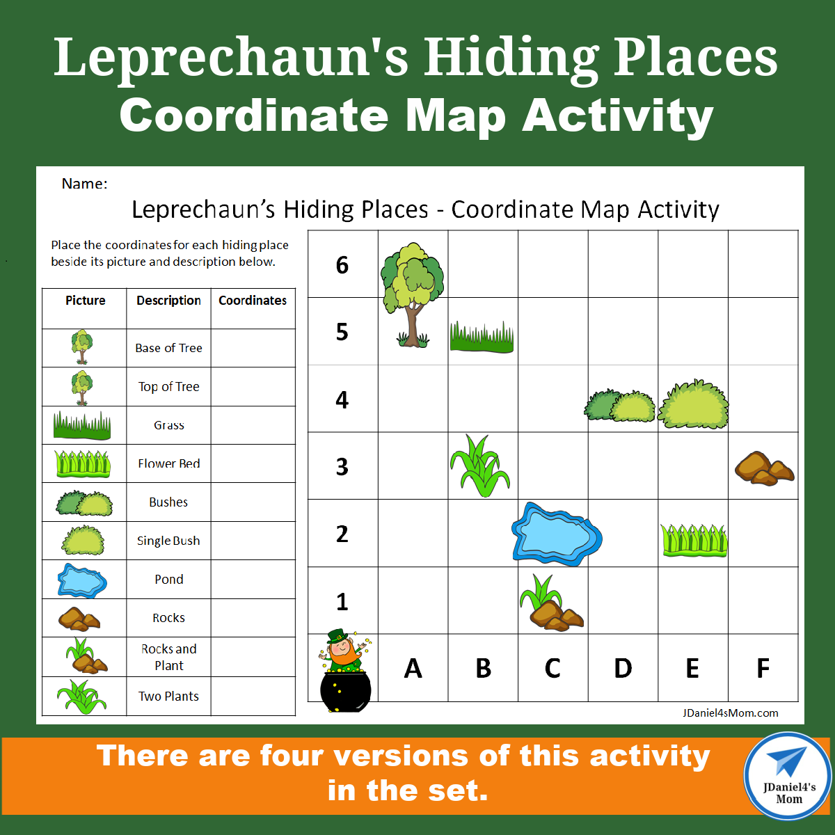 Leprechaun's Hiding Places - Coordinate Map Activity Set