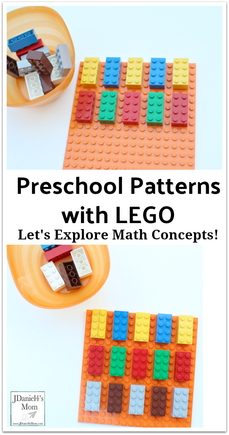 Let's Explore Math Concepts!  Preschool Patterns with LEGO : Children at home or students at school can explore how to build simple patterns with brick and a base plate.