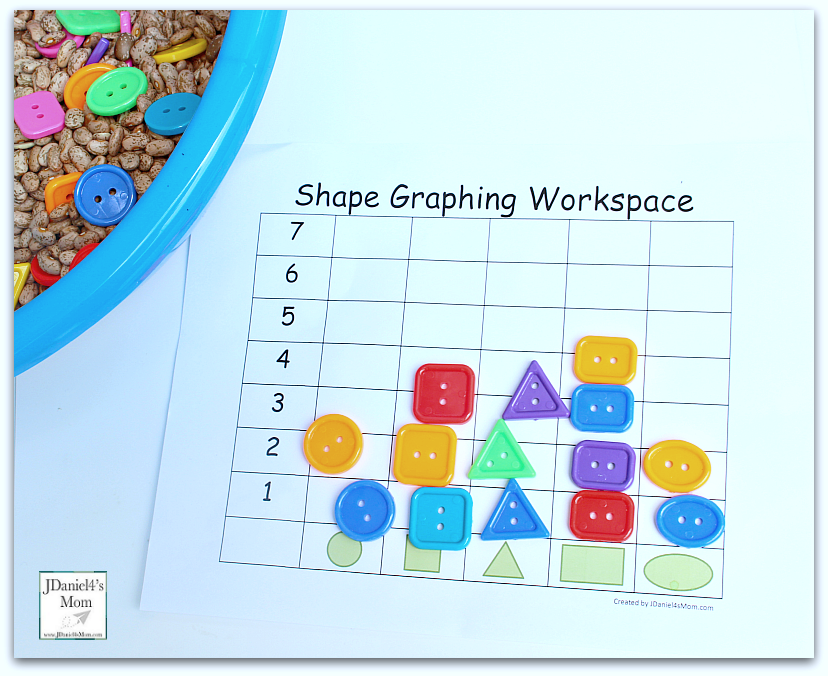 Let's Explore Shapes Worksheets and Shape Sensory Bowl with Graph