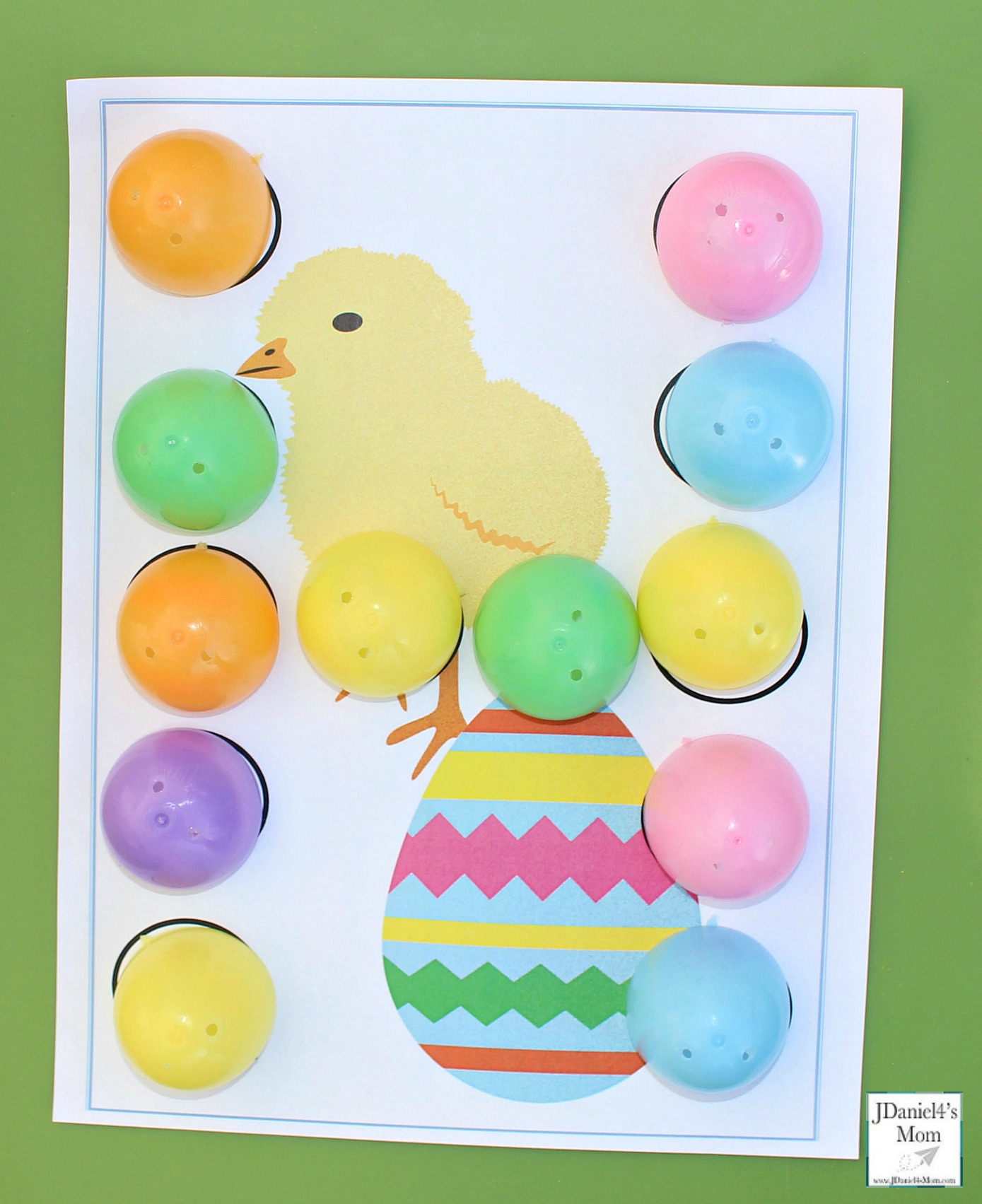 Learning Letters with Plastic Eggs and Printable Mats - Building a Letter H