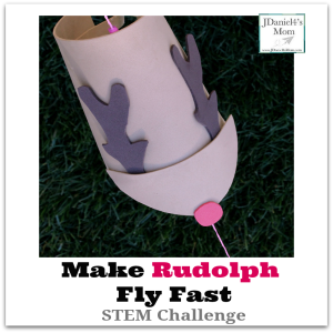 Make Rudolph Fly Fast STEM Challenge- After constructing a flying reindeer, it is time conduct a science experiment to see how to make him fly fast.