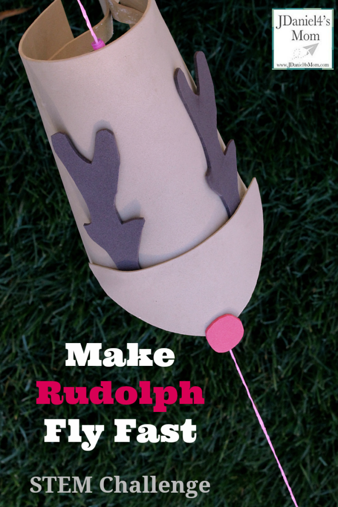 Make Rudolph Fly Fast STEM Challenge- After constructing a flying reindeer, it is time conduct a science experiment to see how to make him fly fast.