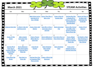 March 2021 STEAM Activity Calendar - JDaniel4s Mom