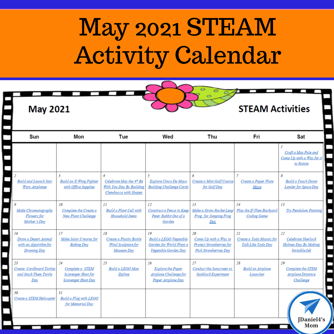 May 2021 STEAM Calendar