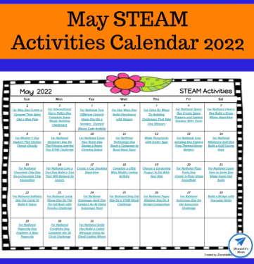 May STEAM Activities Calendar 2022 - JDaniel4s Mom