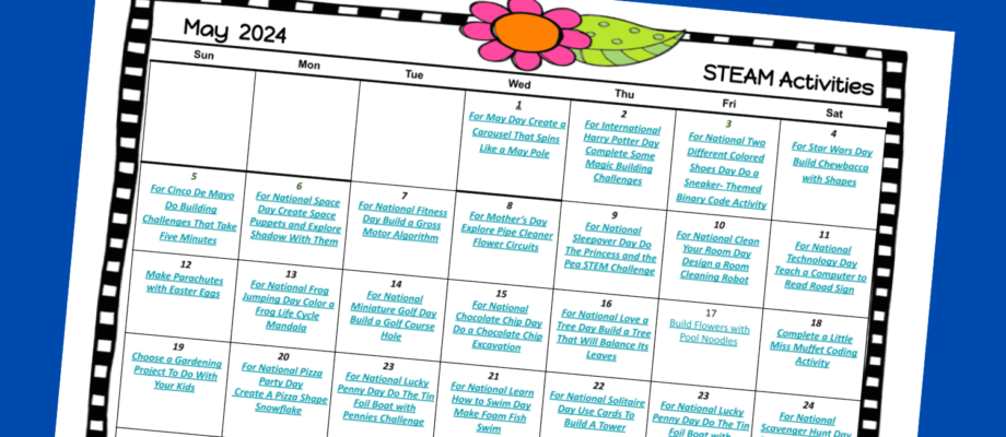 May 2024 STEAM Activities Calendar