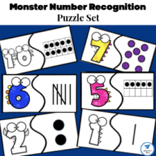Monster Number Recognition Puzzle Sets