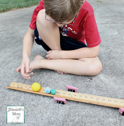 Moving Ball Down a Yard Stick Road Science Project Idea Binder ClipsPushing 2