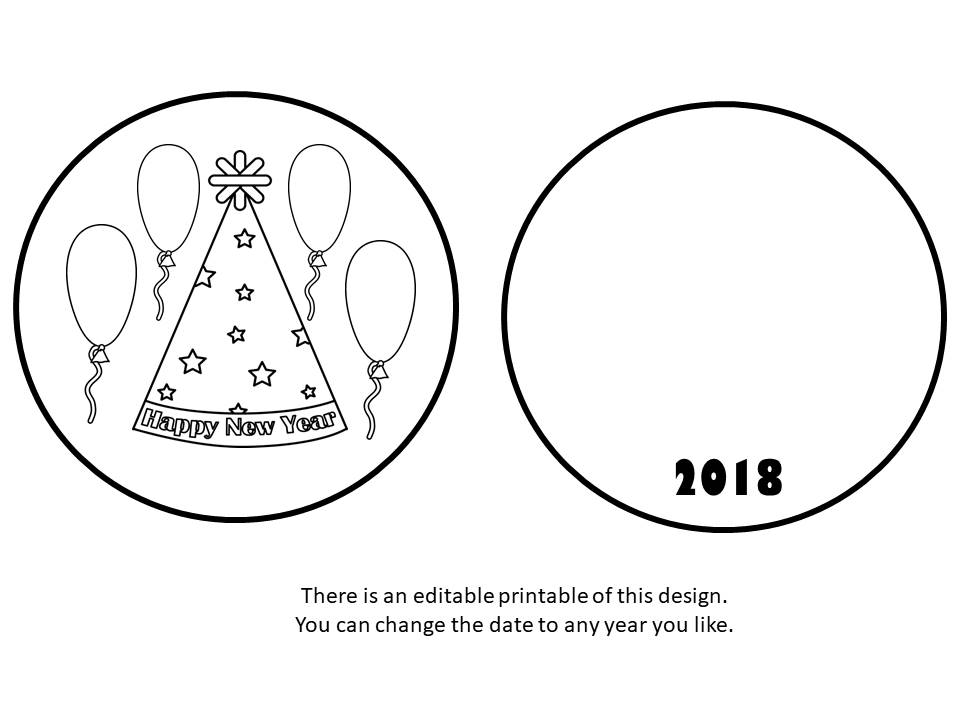 New Year's Thaumatrope Printable Set - Children at home and students at school can select from four designs for their thaumatrope. This one has an editable text box.