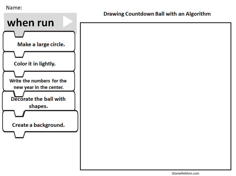 New Year's STEAM Activity- Drawing a Countdown Ball Worksheet