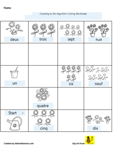 numbers 1 10 editable coding for kids worksheet