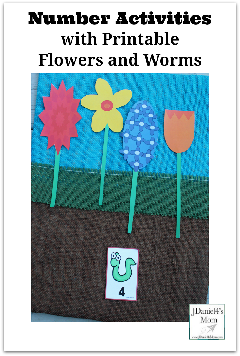Number Activities with Printable Flowers and Worms - This fun math activity for young children is a fun way to work on numbers.