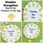 Number Recognition - Match the Chicken to the Egg Printables : This activity features a numbered deviled egg tray and three sets of number matching eggs. The first has tally marks, the second has numbers and the third has paprika colored dots.