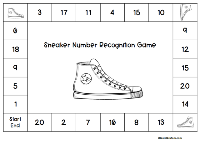 Number Recognition Math Game Board
