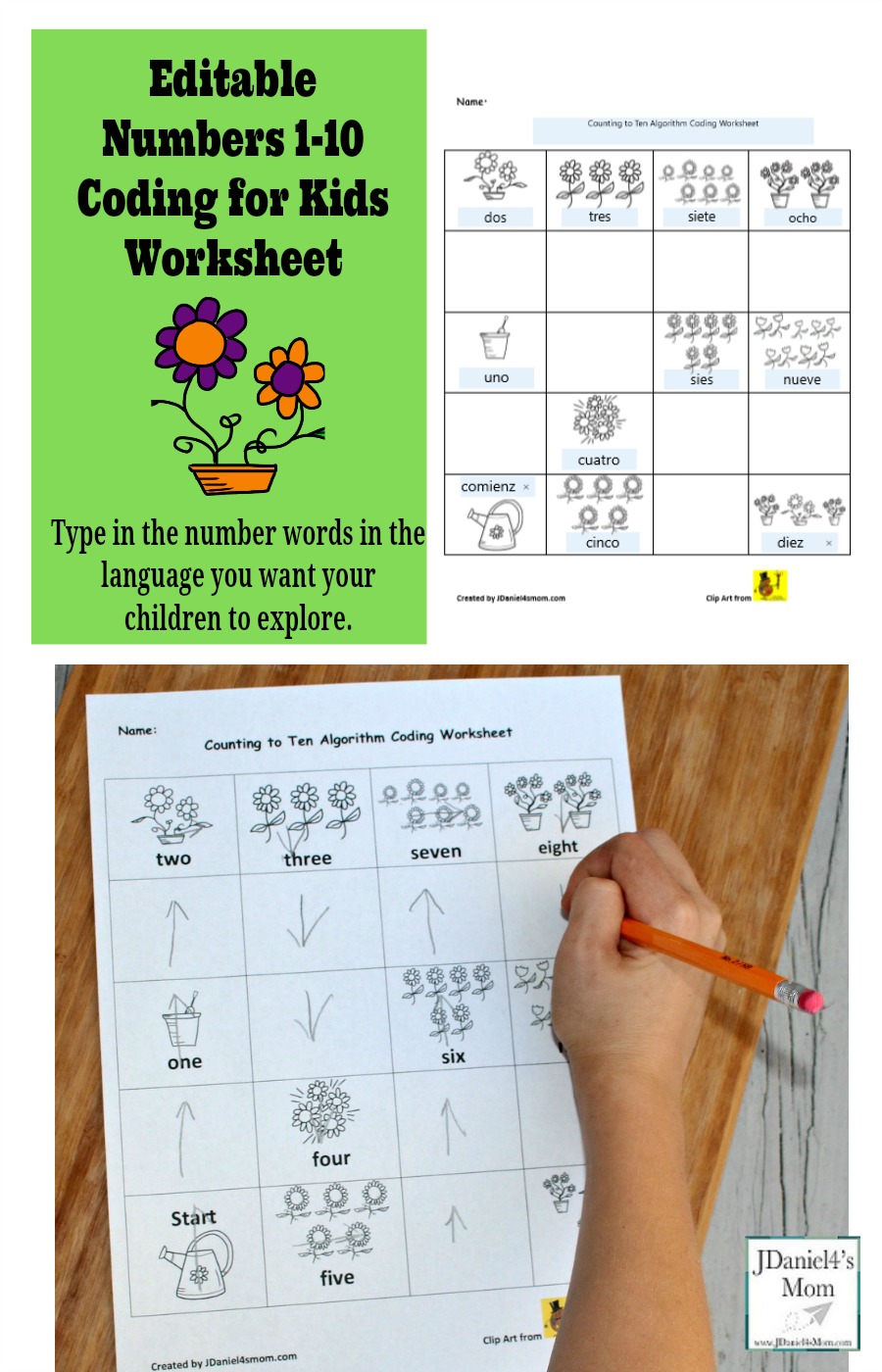 Numbers 1 10 Editable Coding For Kids Worksheet