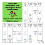 Numbers 1-10 Coding for Kids Worksheet - You type in number words in the language you want your children to explore. You can also type in the the title of the printable. This is a fun way to learn to code.