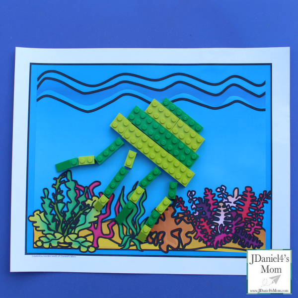 LEGO Building Ideas : Ocean Life - Building directions and free printable ocean mat are shared in this post.
