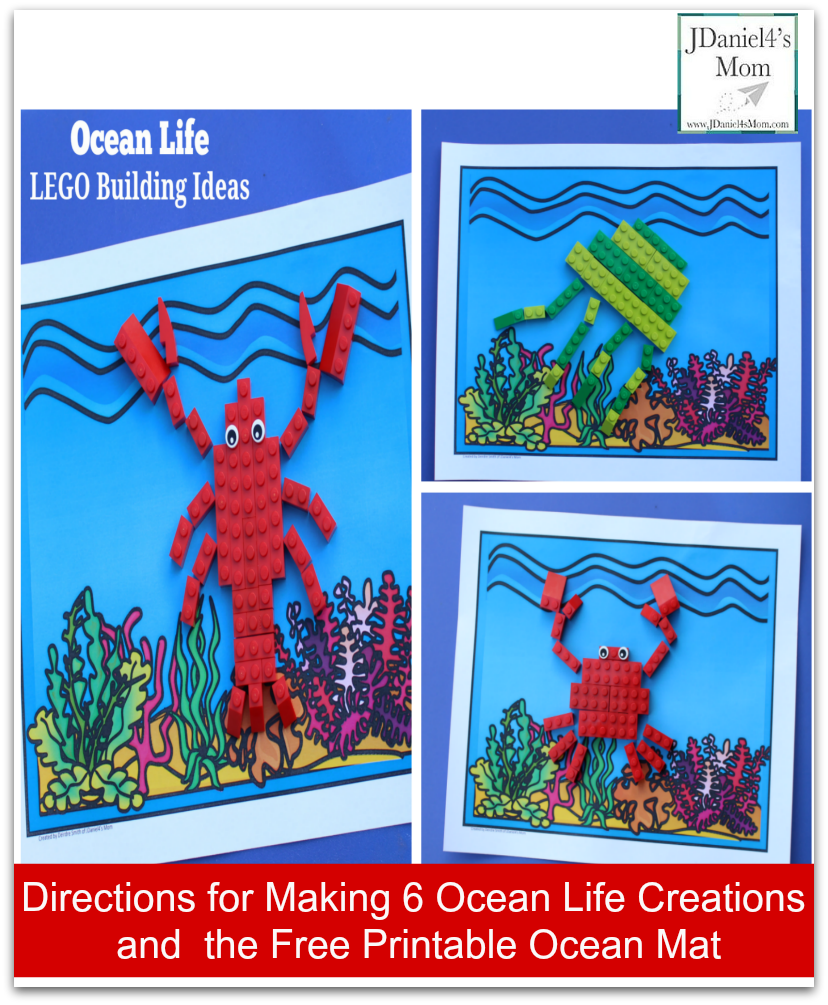 LEGO Building Ideas : Ocean Life - Building directions and free printable ocean mat are shared in this post.