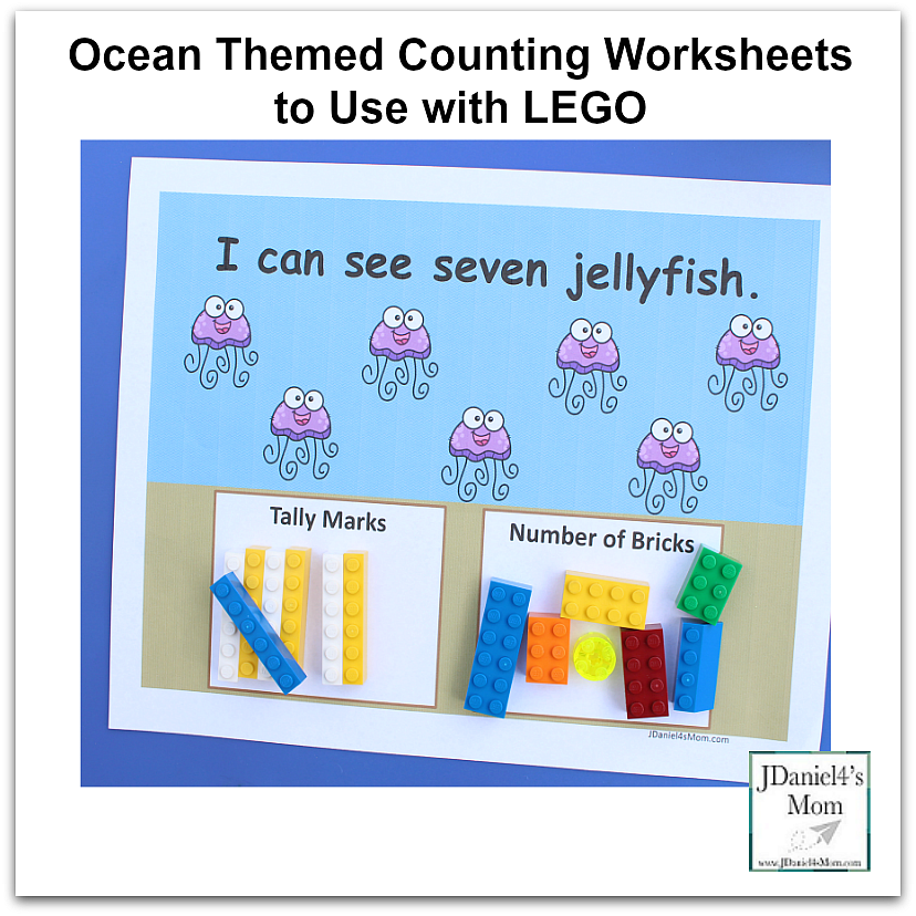 ocean themed counting worksheets to use with lego