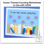 Ocean Themed Counting Worksheets to Use with LEGO