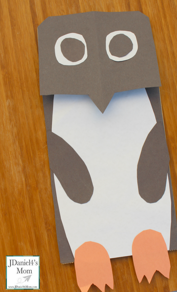 Penguin Craft Based on 365 Penguins- This fun puppet can be used for retelling the story.