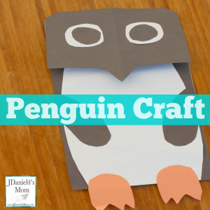 Penguin Craft Based on 365 Penguins- This fun puppet can be used for retelling the story.