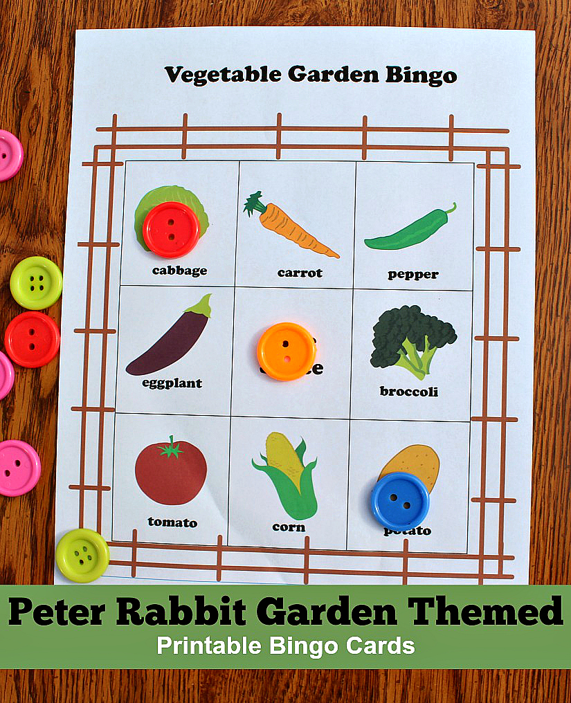 Peter Rabbit Garden Themed Printable Bingo Cards - There are 10 bingo cards in this set of printable cards. Students at school and children at home will have fun identifying vegetables and trying to get three in a row.
