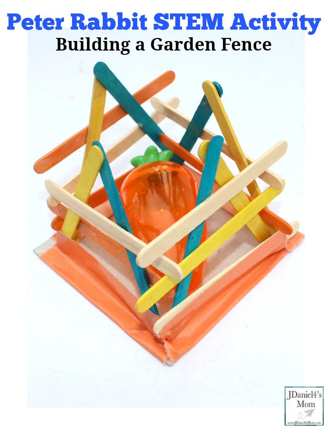 Peter Rabbit STEM Challenge Create a Garden Fence for the Carrot- Children at home and students at school will have fun designing and then building a fence to protect a giant plastic carrot. This activity explores each of the areas of STEM engineering.
