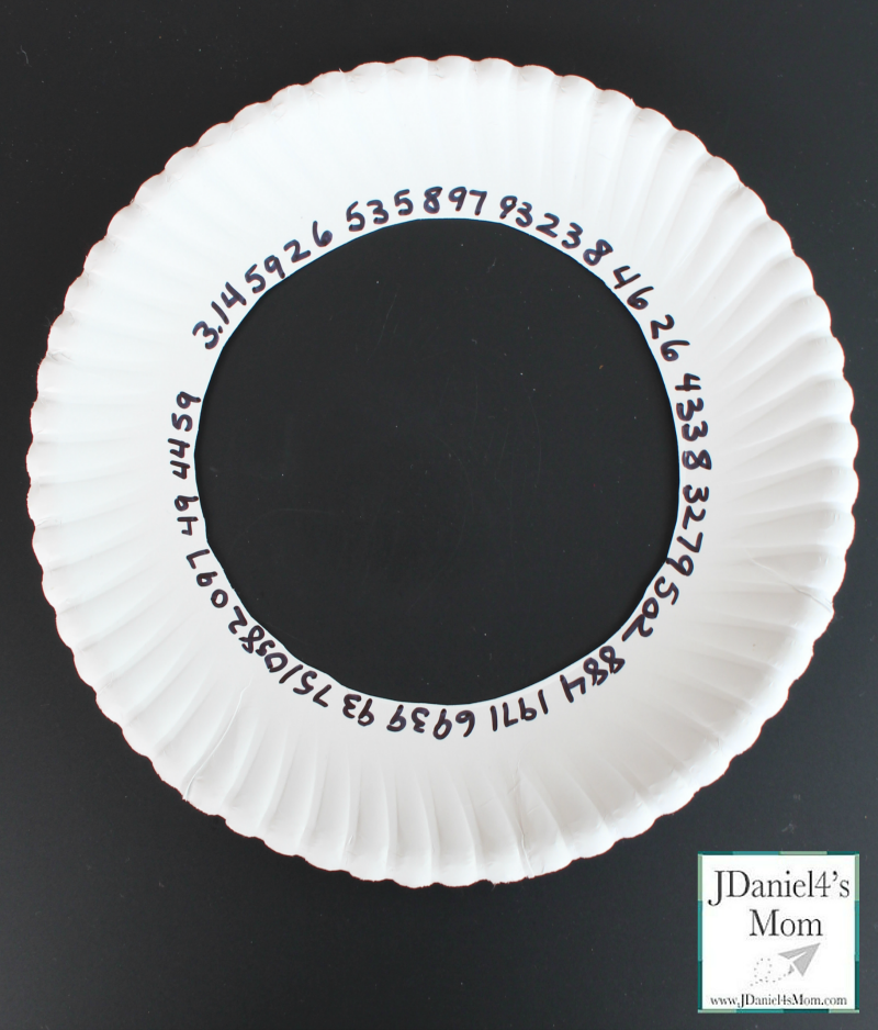 Pi Day Paper Plate Craft - This craft features some of the numbers in Pi, the Pi sign and loads of circles.