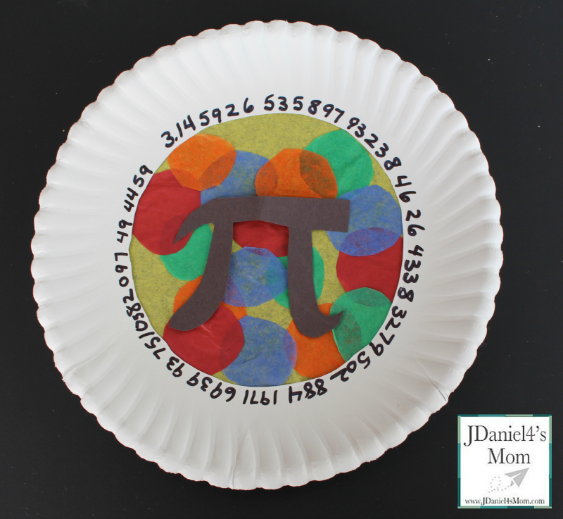 Pi Day Paper Plate Craft - This craft features some of the numbers in Pi, the Pi sign and loads of circles.