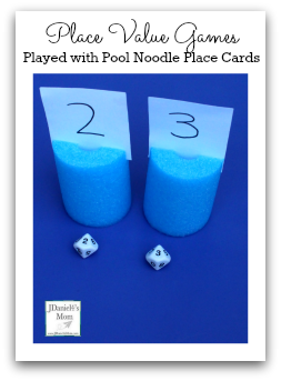 Place Value Games Played with Pool Noodle Place Cards 