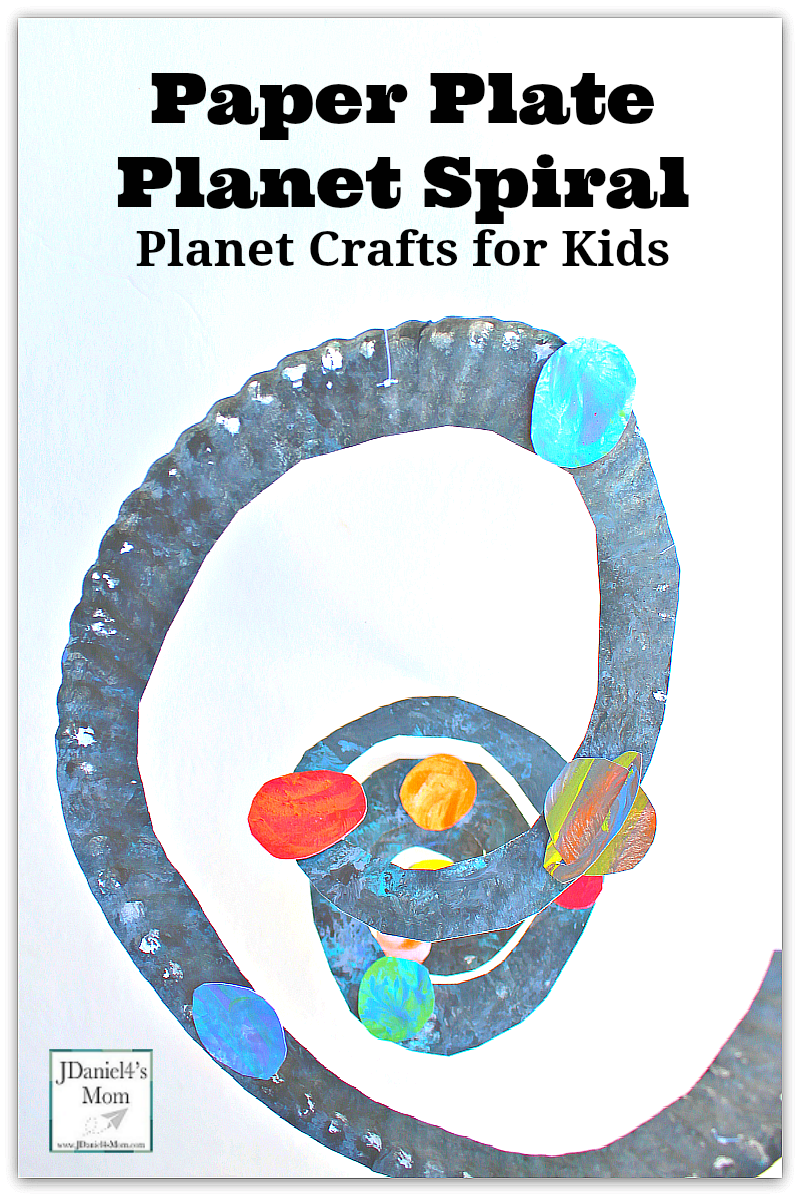 Planet Crafts for Kids- Paper Plate Spiral with Paper Towel Dabbed Planets