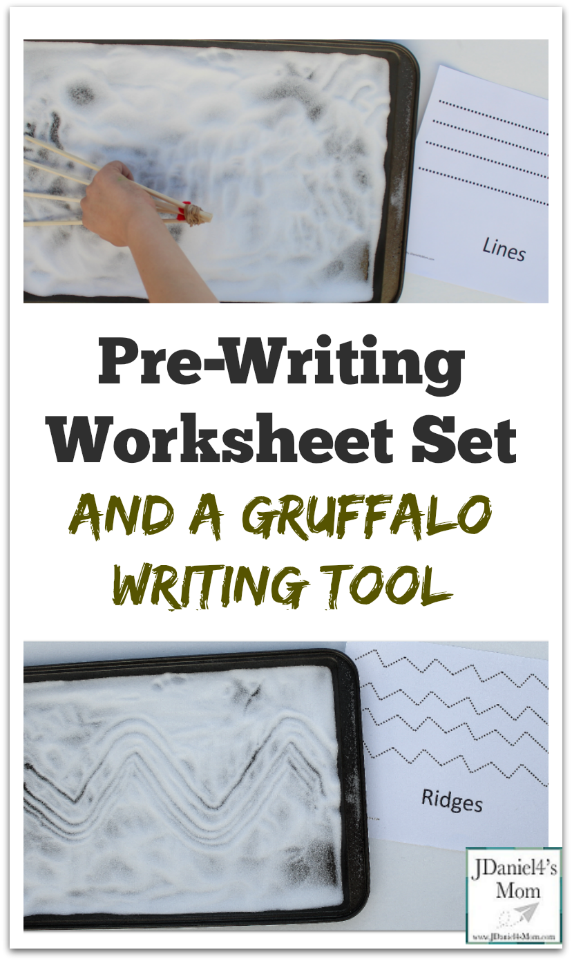 Pre Writing Worksheet Set and a Gruffalo Writing Tool - This homemade Gurffalo claw and set of eight pre-writing worksheets will be fun to explore.