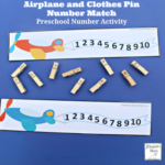 Preschool Number Activity- Airplane and Clothes Pin Number Match Featured