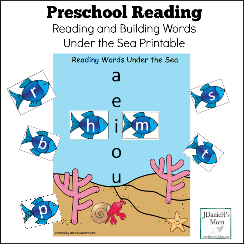 Preschool Reading Under the Sea Printable with Letters - Your students at school or children at home can build words and word families on an under the sea work mat.