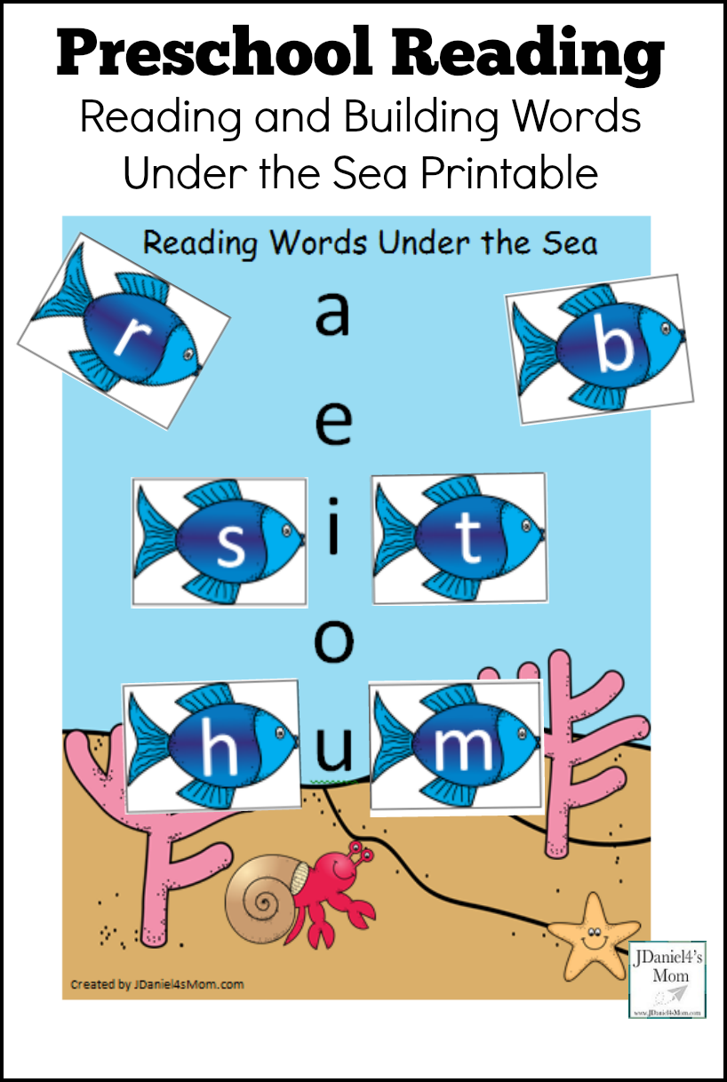 Preschool Reading Under the Sea Printable with Letters